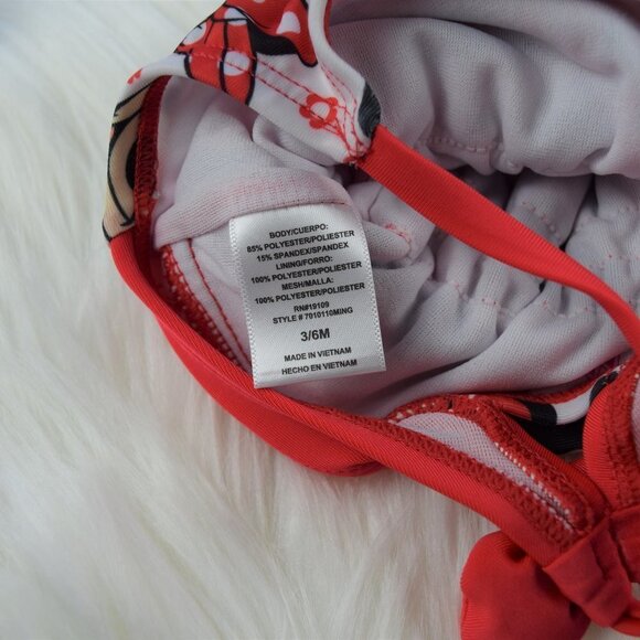 🎯5/$30 Disney Minnie Mouse Red Ruffle Swimsuit Beach Swim 3/6 Mos - Picture 5 of 5